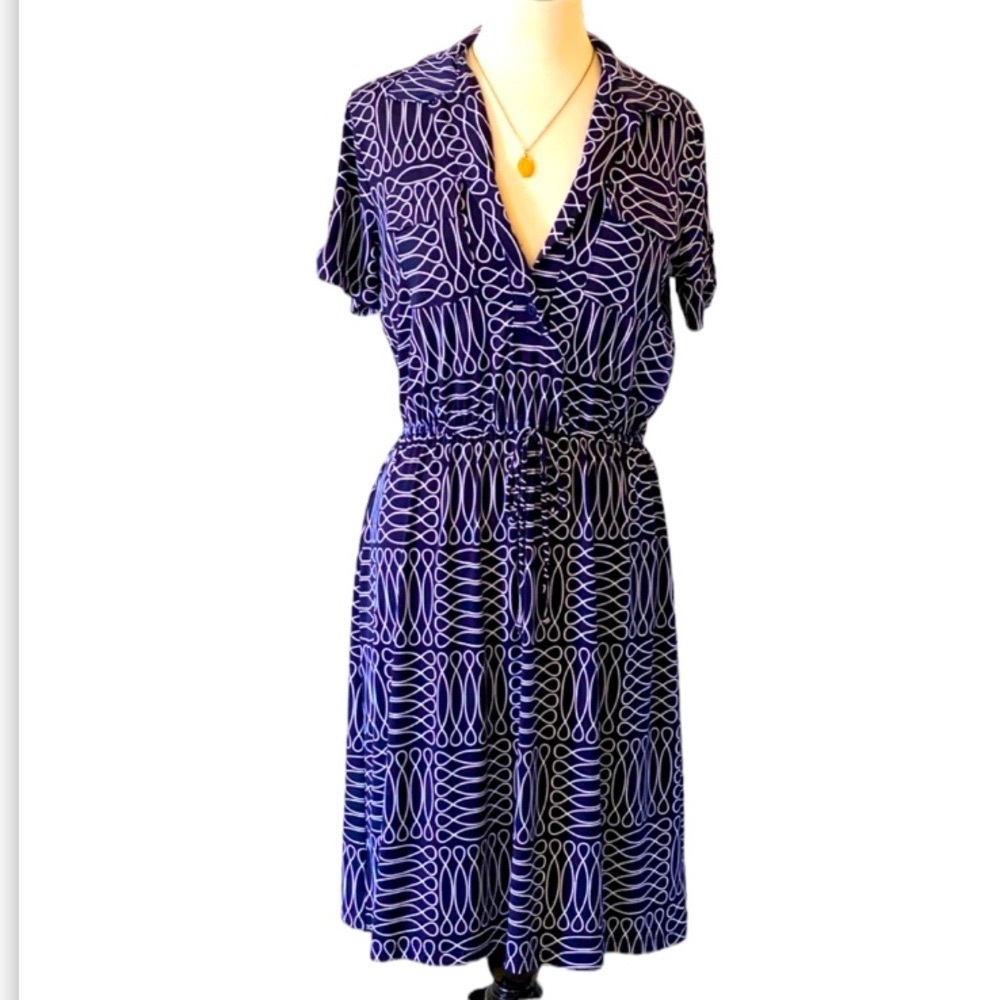 ENFOCUS STUDIO NWOT Navy Blue/White Print Dress Sz 10